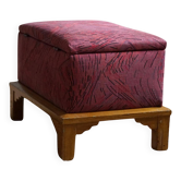Sculptural French Art Deco stool with storage, reupholstered, made in the 1940s.