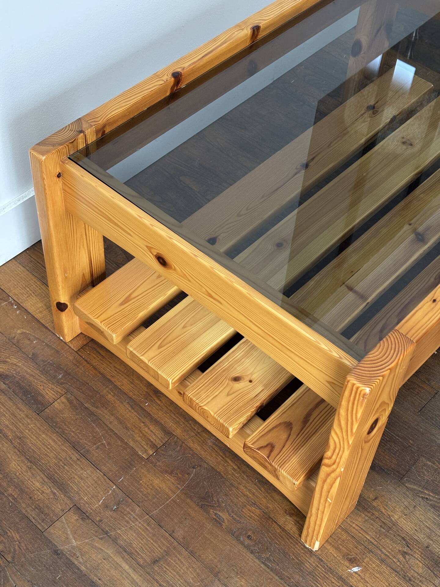1970s pine coffee table