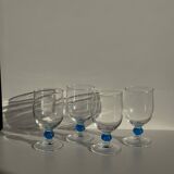 Lot de 4 verres à eau à pied boule bleue