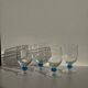 Set of 4 blue ball stemmed water glasses
