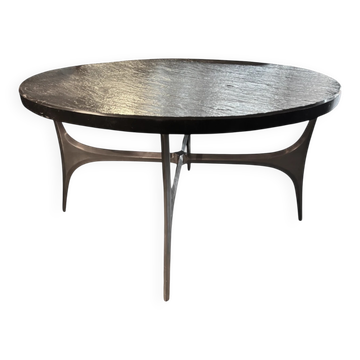 Rare coffee table by Knut Hesterberg with slate top.