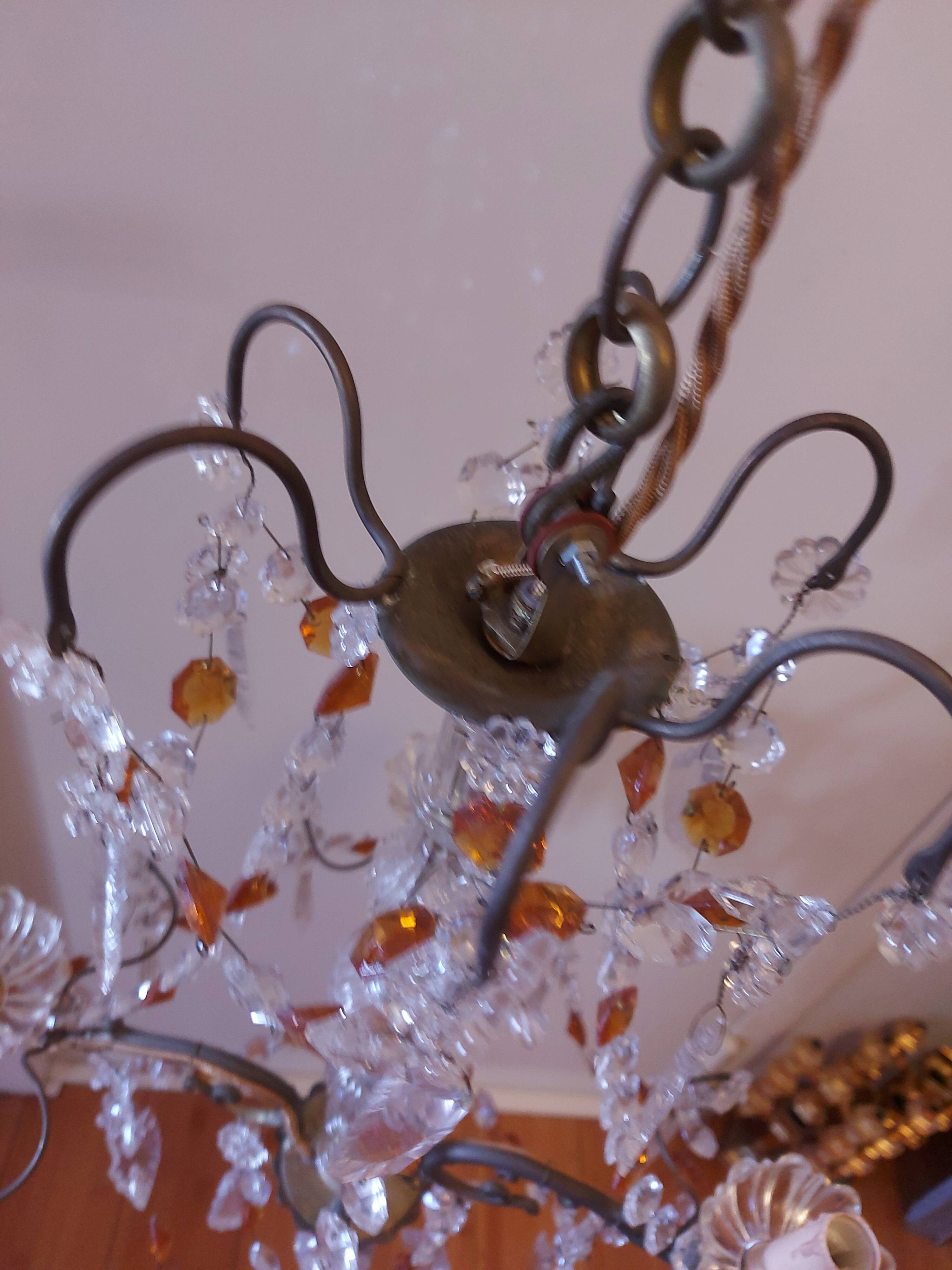 Chandelier to, colored crystal tassels