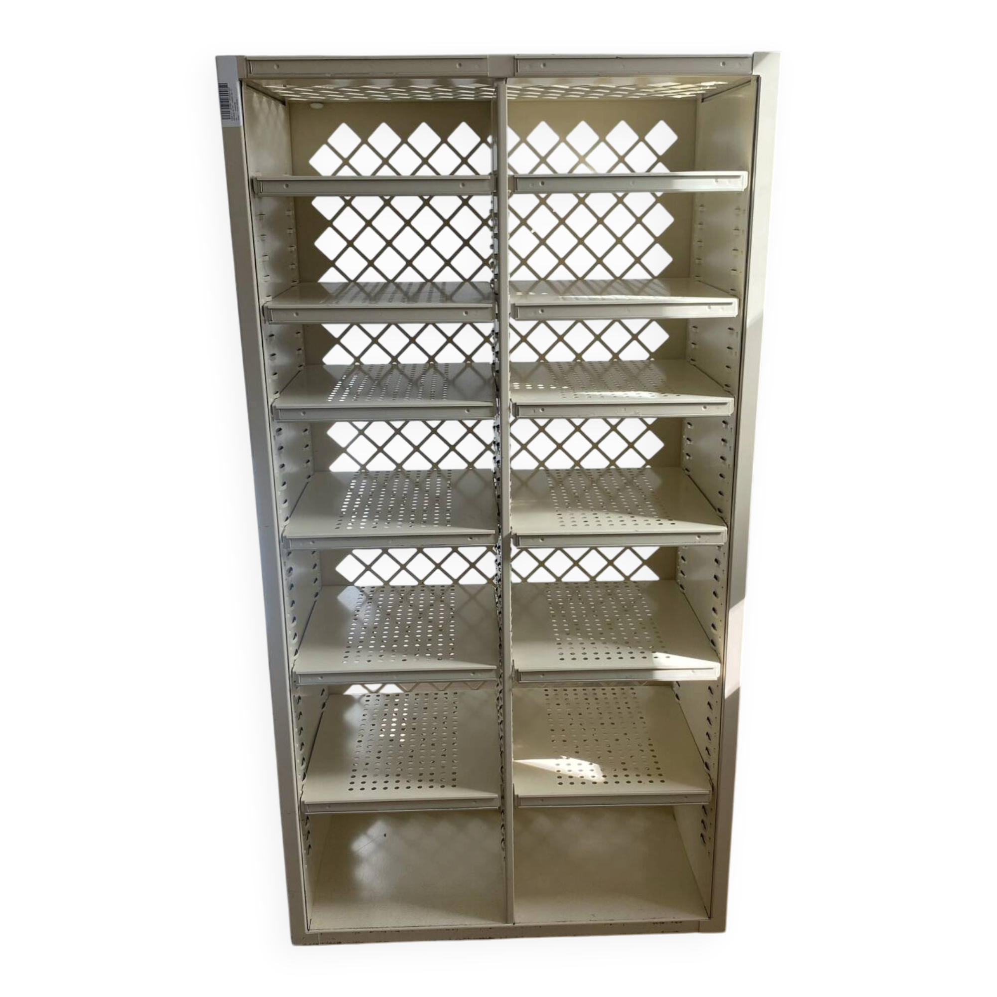 Authentic postal sorting furniture – La Banque Postale – cream metal