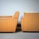 Yellow velvet armchairs and vintage wood 60s