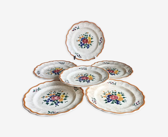 6 assiettes plates de la fin des années 40 Longchamp modèle Mistral