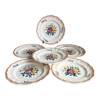 6 assiettes plates de la fin des années 40 Longchamp modèle Mistral