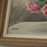 Painting vintage pink flowers