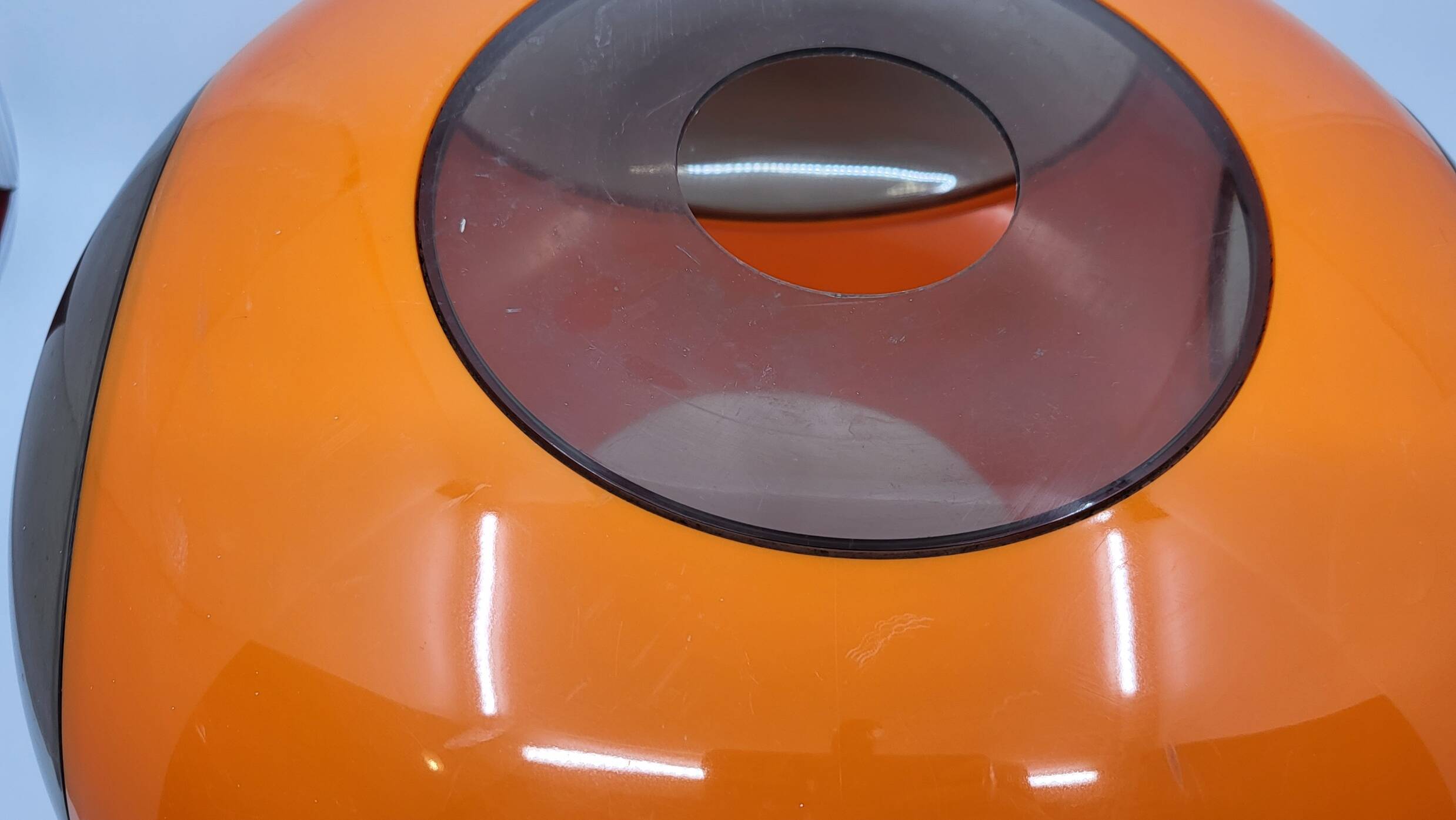 luigi colani plexiglass orange ufo space age pendant chandelier, 1970