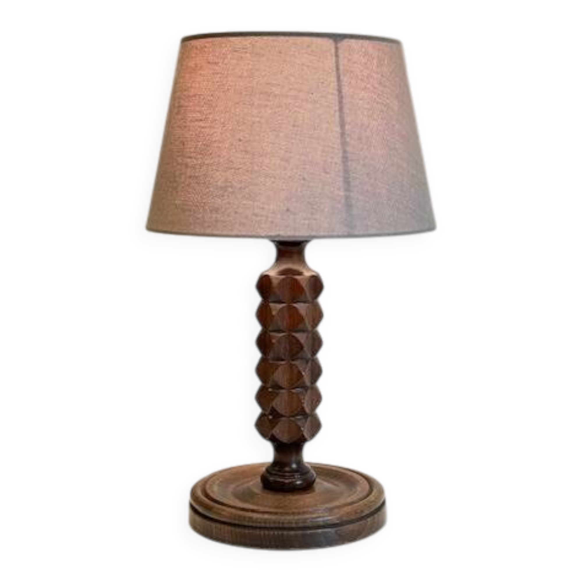 Geometric Wood Lamp in the style of Charles DUDOUYT Vintage