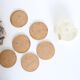 Set of 6 coasters in mother-of-pearl, brass and cork, vintage