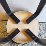 Designer stool in black lacquered solid wood - 80s/90s