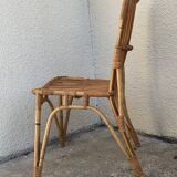 Chair and armchair in vintage rattan 1950