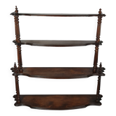 Antique walnut shelf with scalloped edges and fluted columns, circa 1900, 70x74 cm.