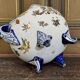Gien earthenware cache pot from the late 19th century with Renaissance decoration.