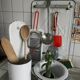 Ladle door kitchen utensil pot in enamelled sheet metal