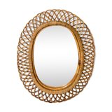 Oval rattan mirror attributed to franco albini - 1960's