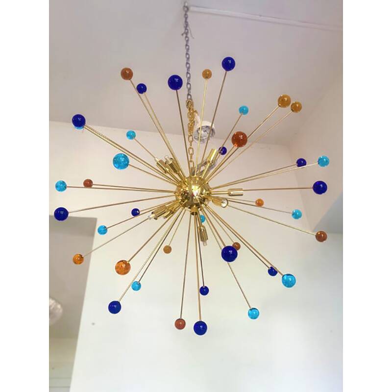 Contemporary Multicolor “Star” Murano Glass Sputnik Chandelier
