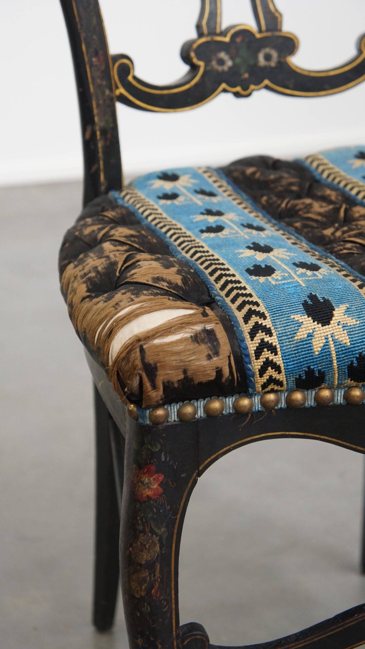 Antique French Napoleon III chair inlaid with mother-of-pearl