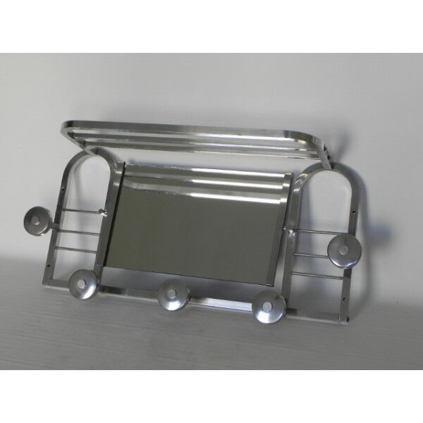 Portemanteau art déco en aluminium avec miroir
