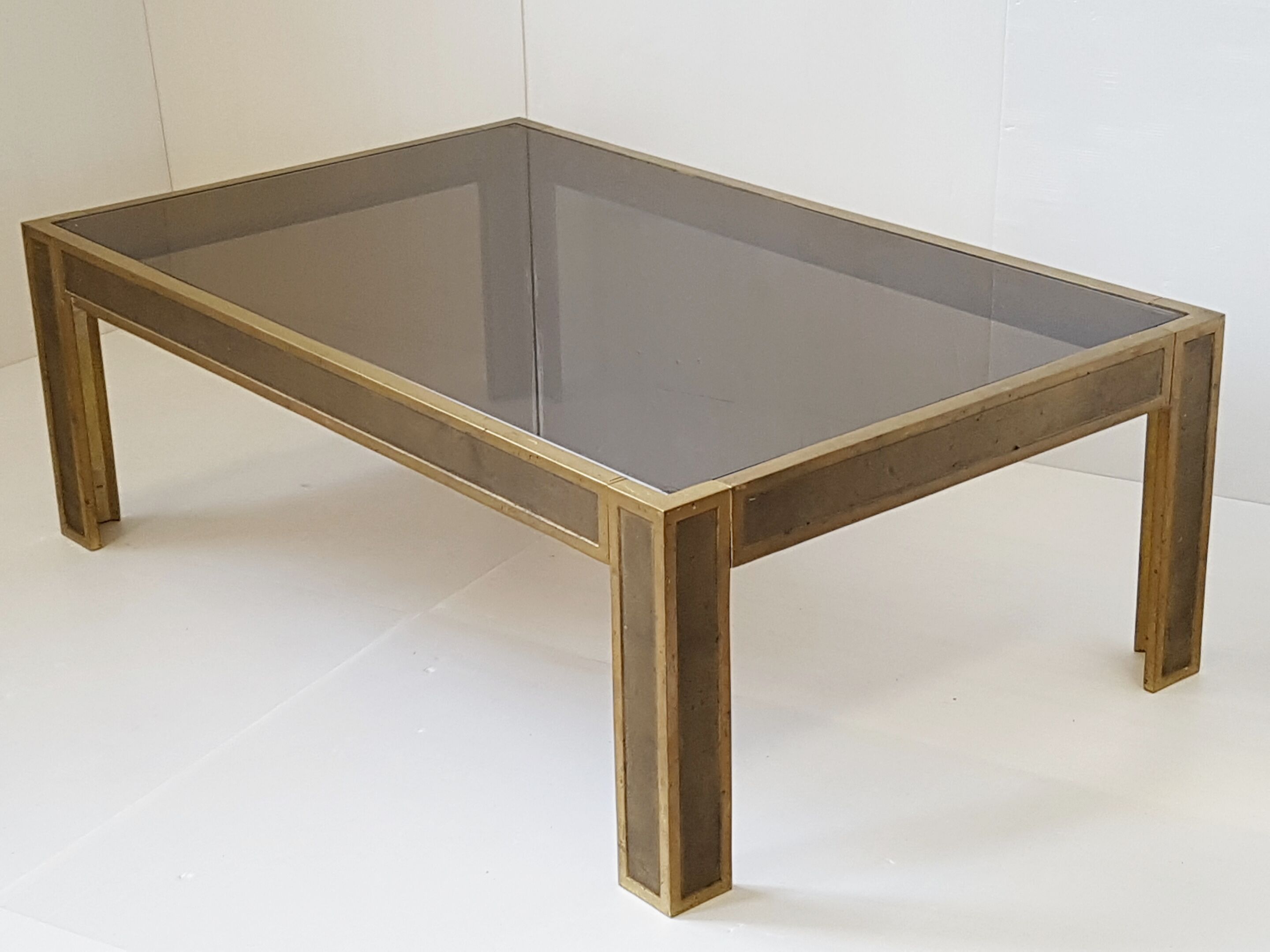 Coffee table in bronze & smoked glass 1970
