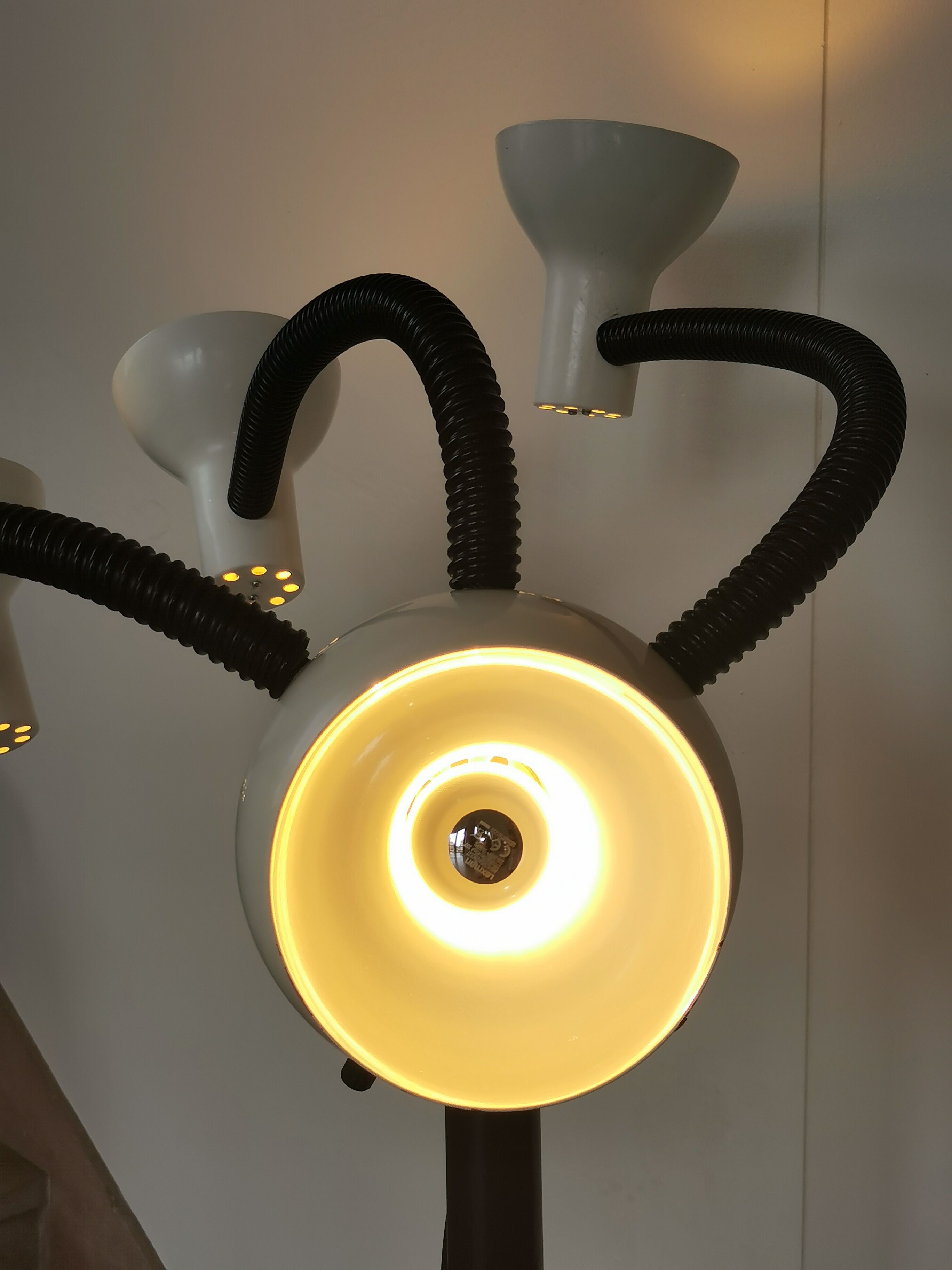 Space age lamp with 4 articulated spots, eyeball, sci-fi, 1970.