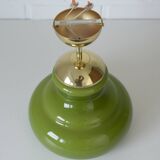 Vintage Avocado Green Glass Pendant Lamp / Yugoslavia 1970's