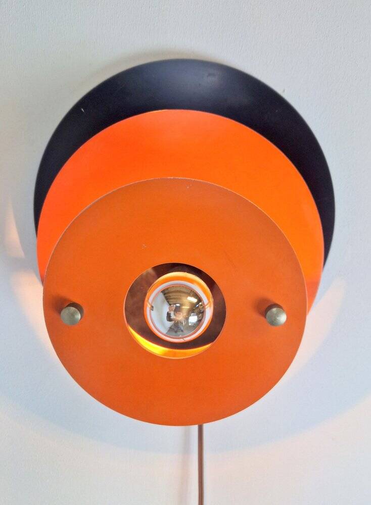 Mid-Century Metal Discus Wall Lamp attributed to Herda, 1960s