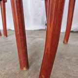 Vintage Italian Bistro Chairs - 1980s Reddish Wood, Brown Fabric - Set of 4