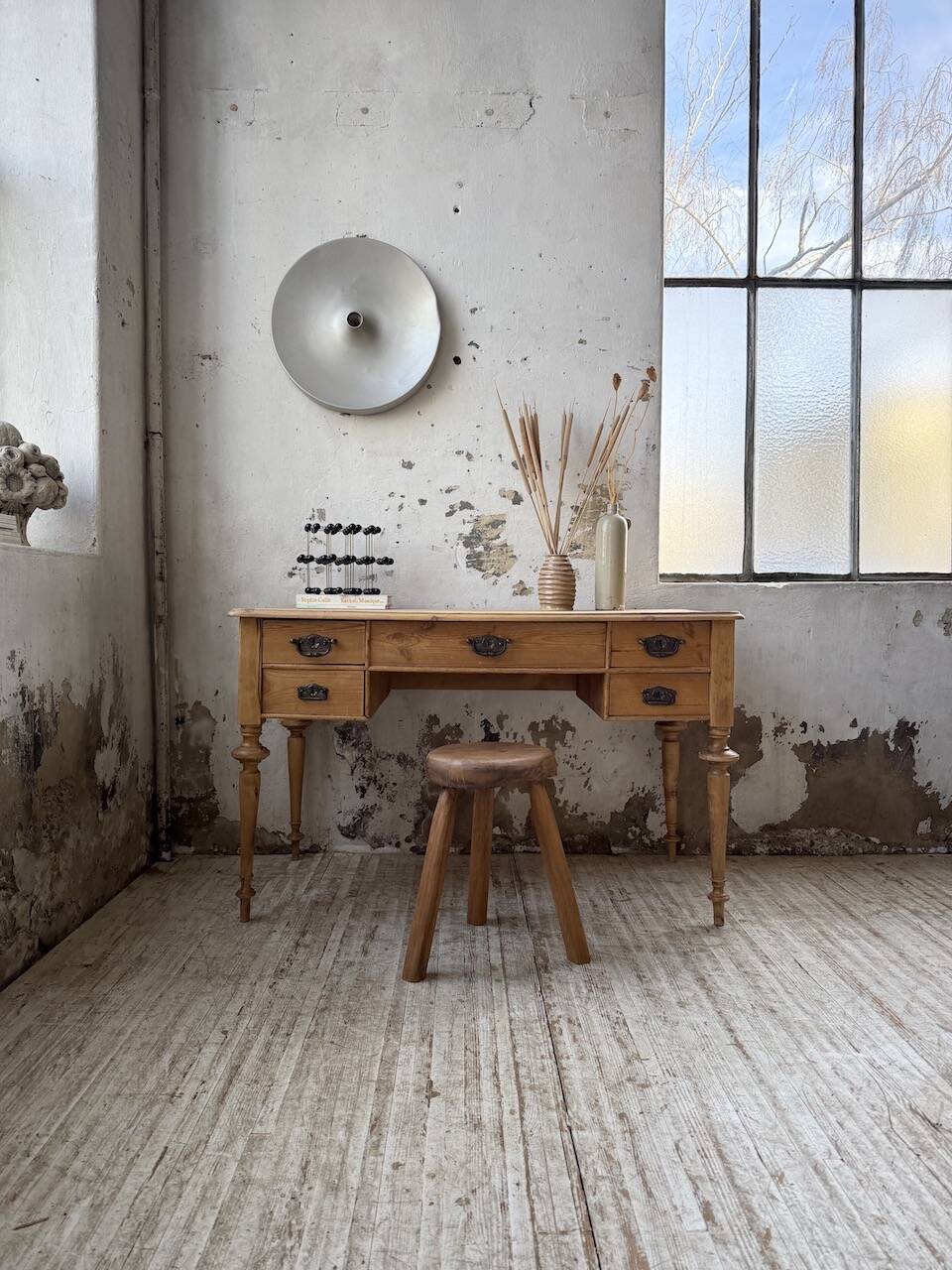 Blonde walnut desk and pine top 1900