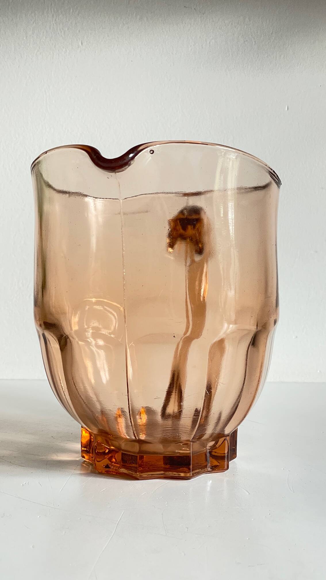 Vintage amber-pink glass pitcher 1 liter