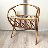 Vintage rattan magazine rack