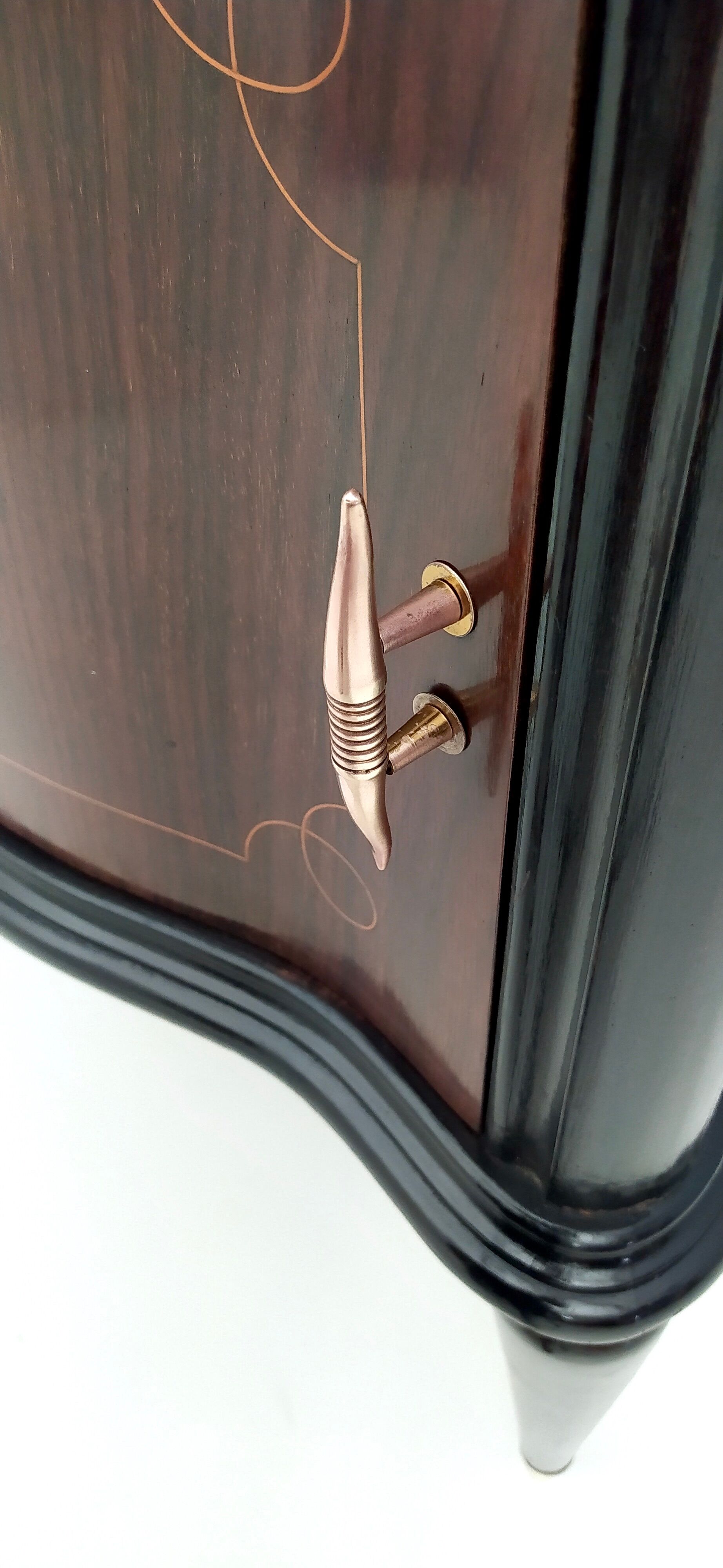 Pair of Mahogany Nightstands with in the Style of Tomaso Buzzi, Italy, 1950s