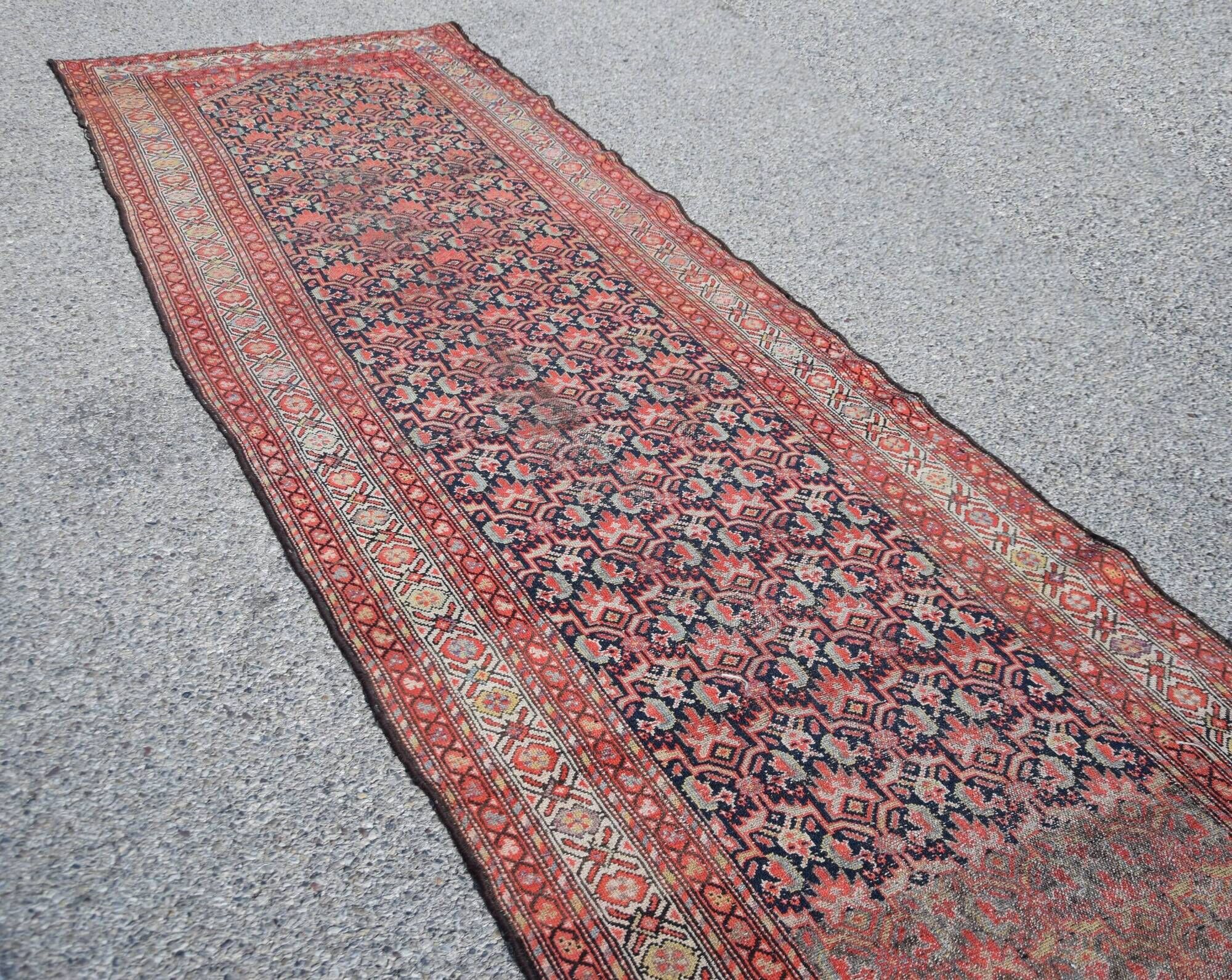 Oriental carpet malayer ancient persian iran. handmade 113 x 400 cm