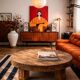 Handmade Rustic Oak Round Coffee Table | Solid Reclaimed Wood | Farmhouse L