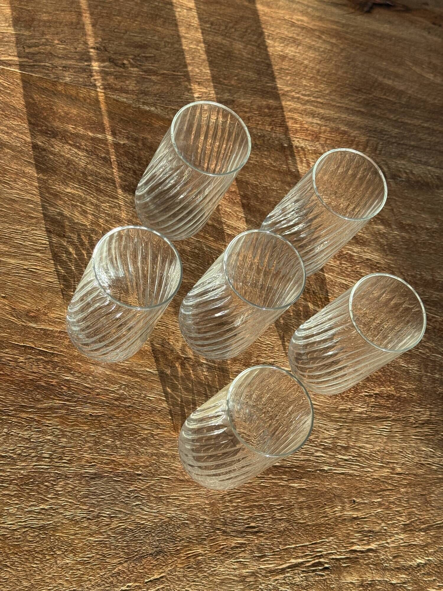 Set of 6 orangeade glasses in ribbed glass