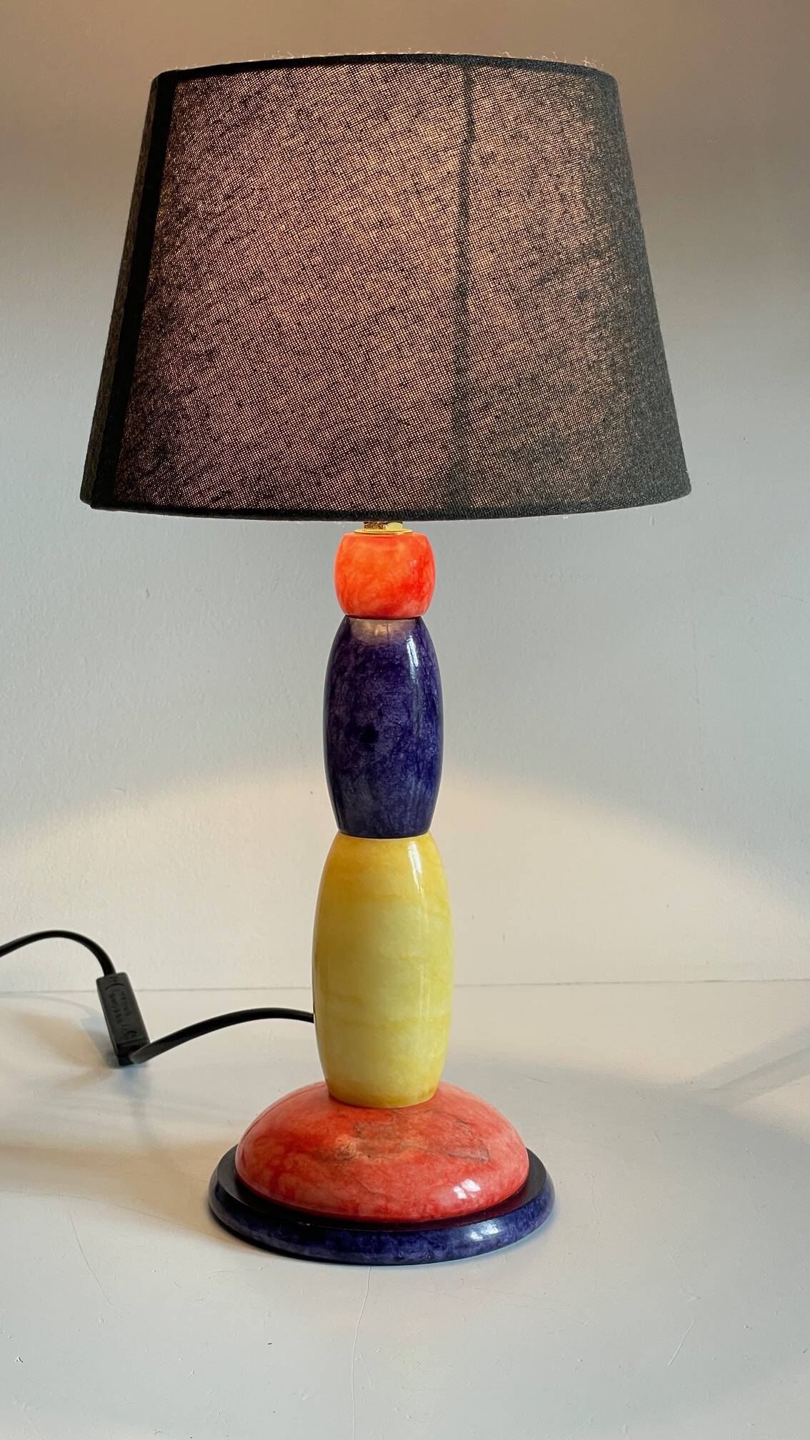 ALABASTER STONE LAMP Blue, Yellow and Red 80s