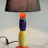 ALABASTER STONE LAMP Blue, Yellow and Red 80s