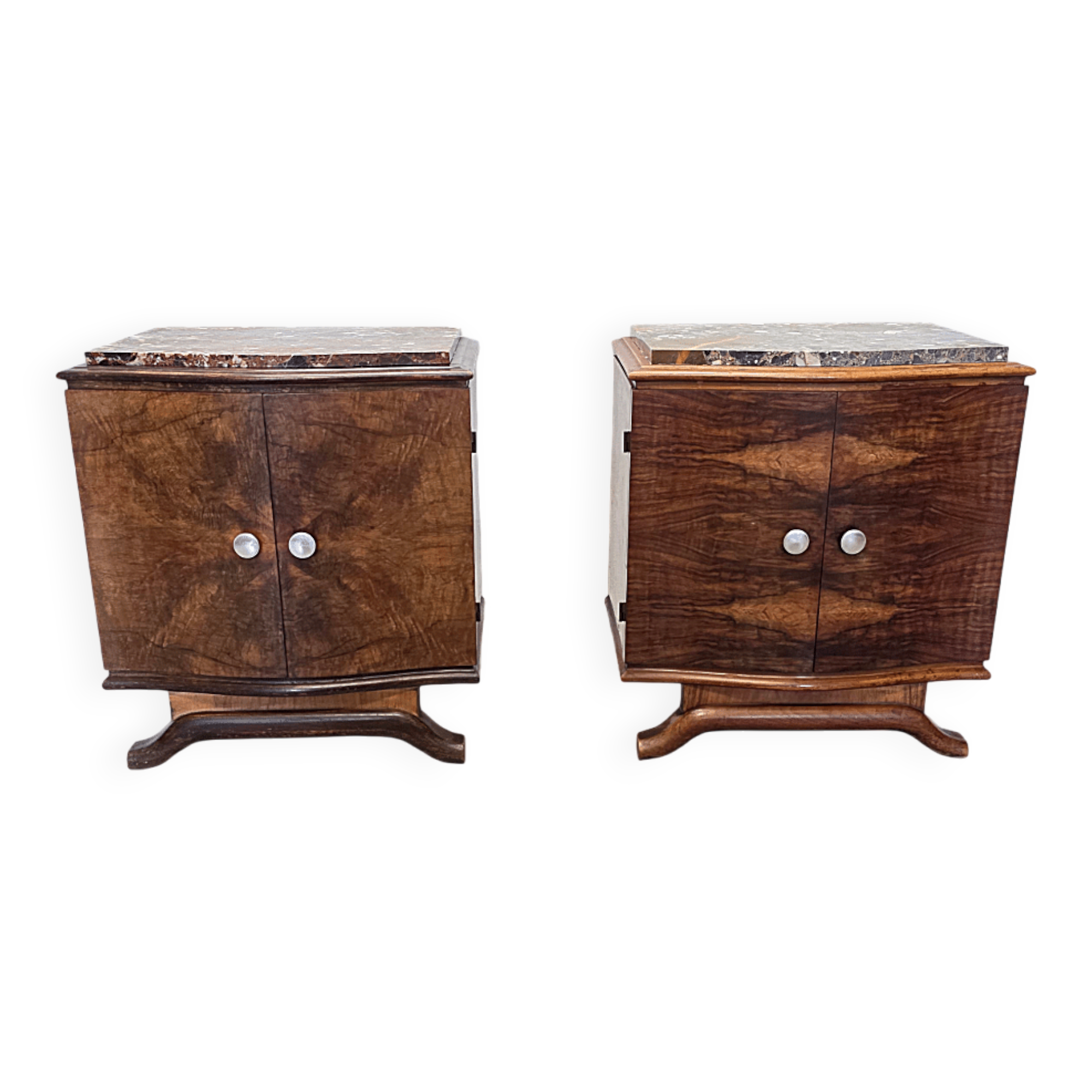 Ensemble de tables de chevet Art Déco françaises, années 1930