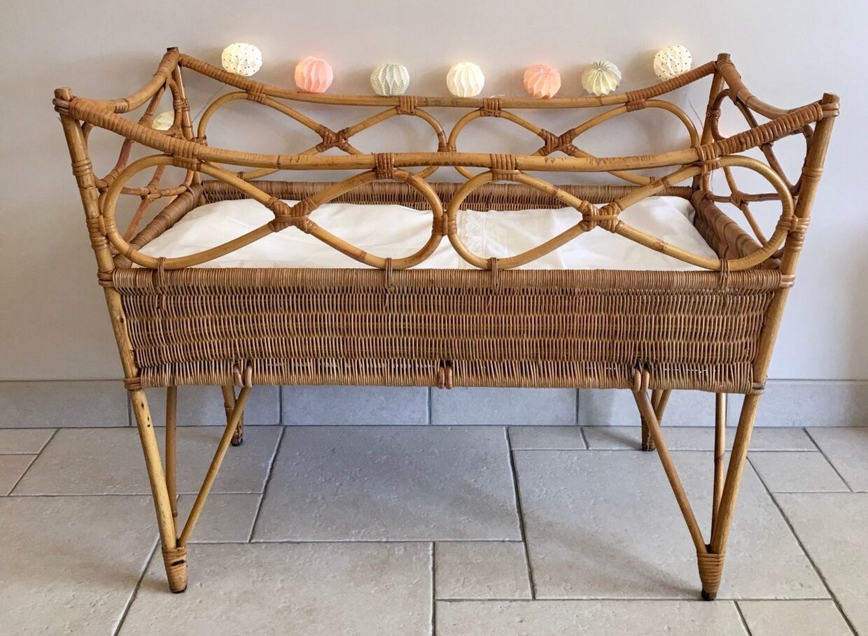 Vintage cradle rattan and wicker