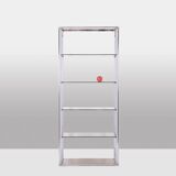 Pair of 6-shelf shelves with chrome-plated metal frames. 1970s.