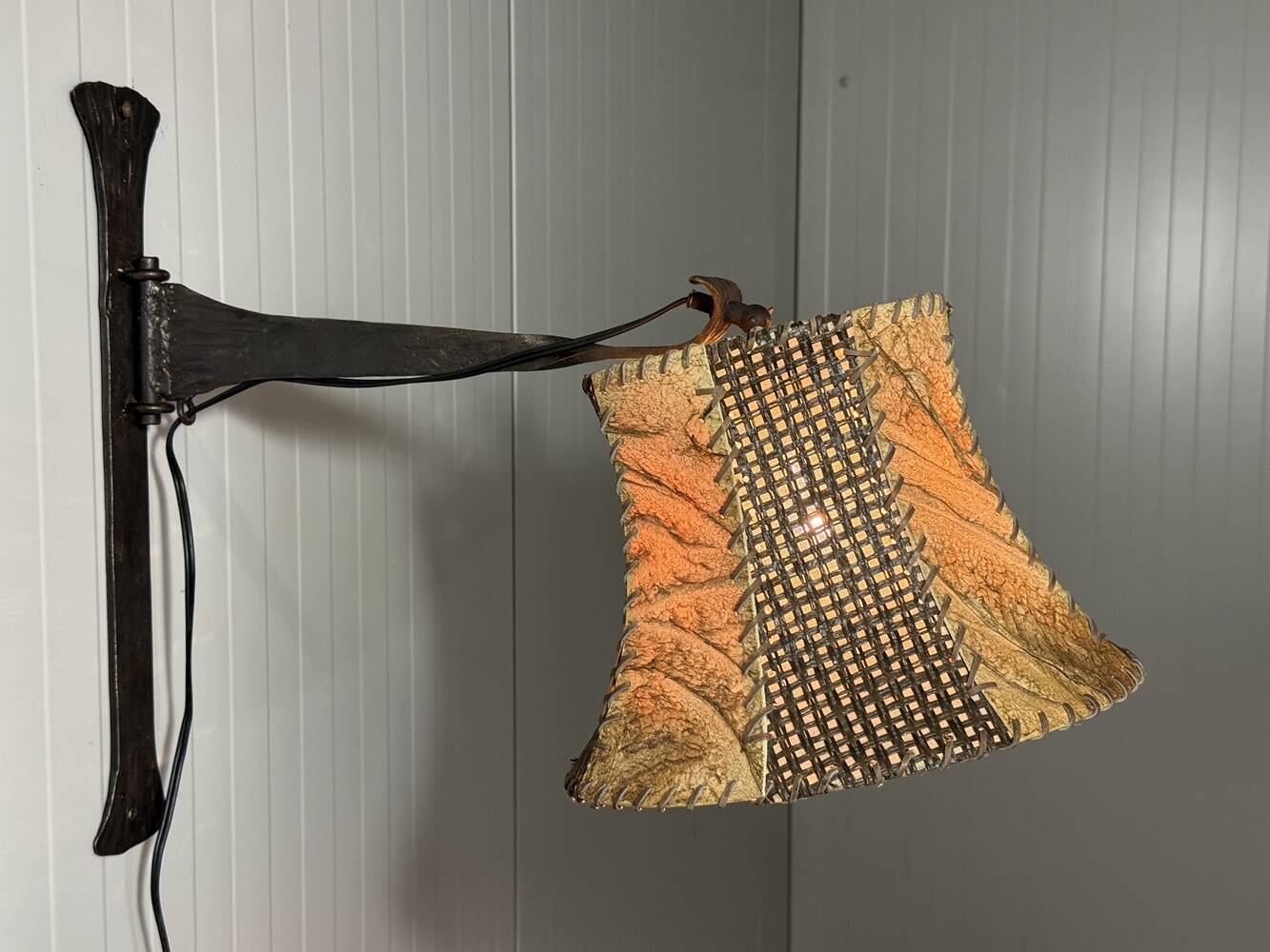 Brutalist wrought iron wall lamp 1970’s
