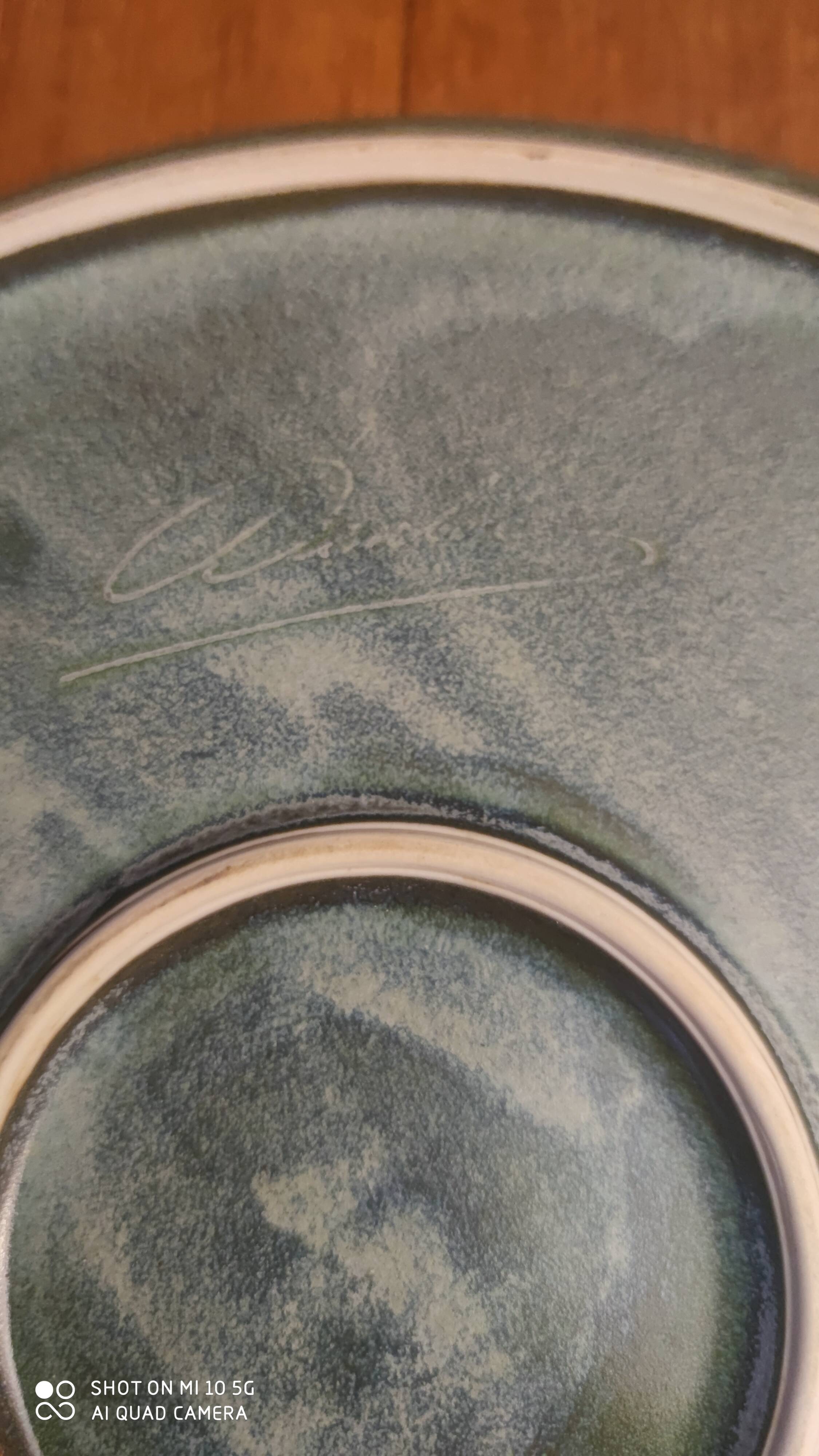 Enameled stoneware pie dish from Denbac, circa 1900