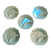 5 vintage barbotine asparagus plates