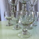 Vintage Biot-style bubbled stemmed glasses
