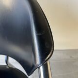 Set of four Italian black leather chairs, 1970