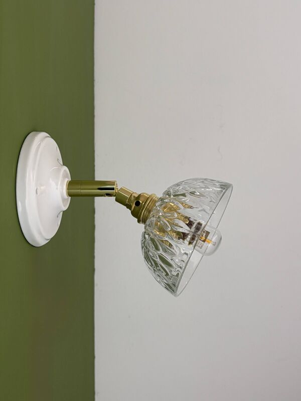 Applique abat-jour vintage en verre moulé - collection vaisselle -