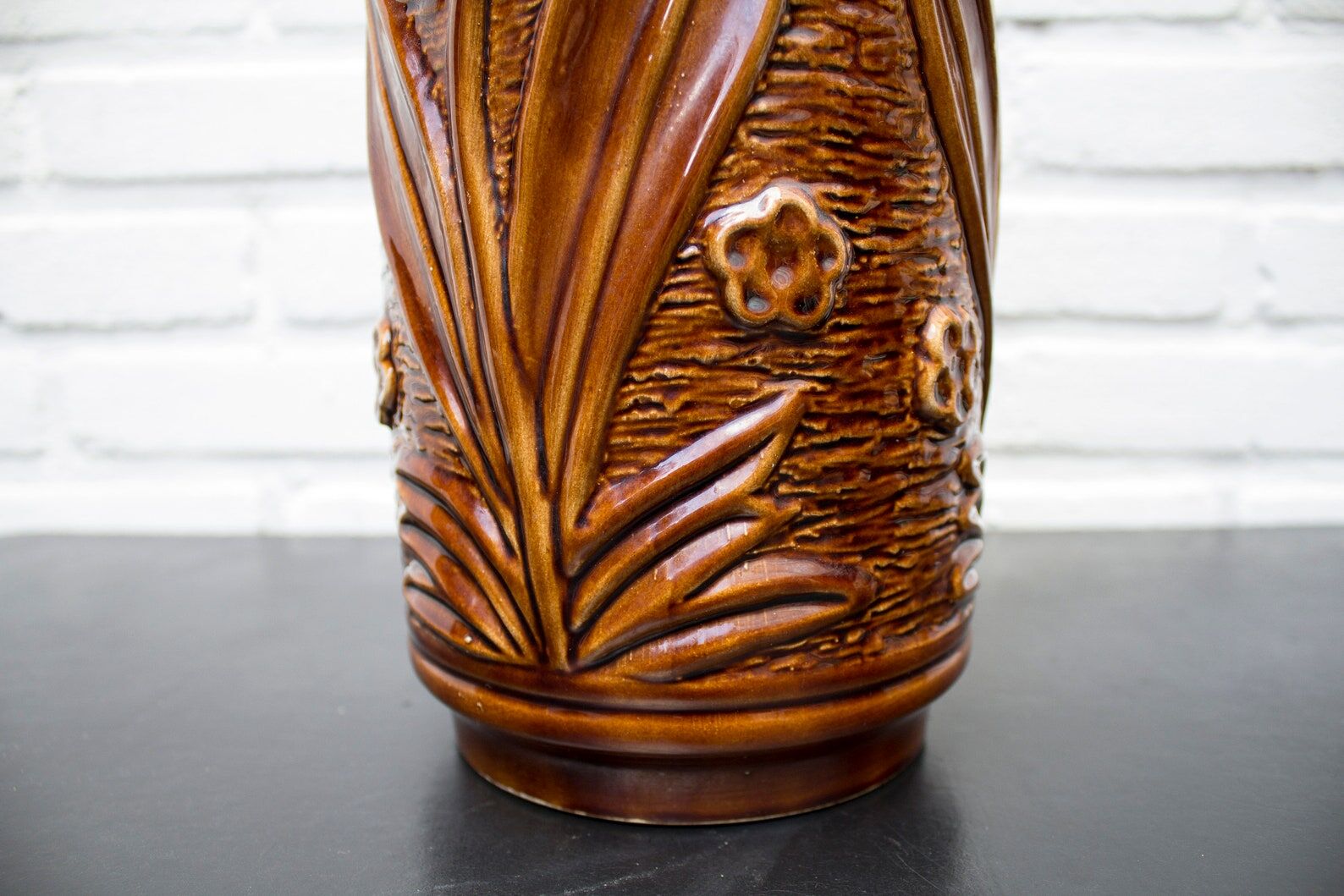 Vase floral vintage, céramique ouest-allemande, Allemagne de l’Ouest