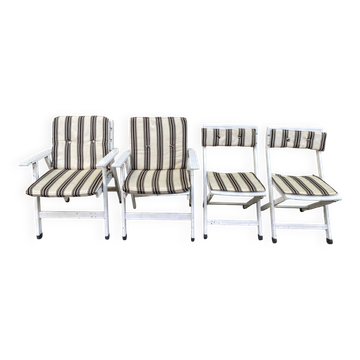 Ensemble salon de jardin vintage EMU Italie - 2 fauteuils et 2 chaises pliantes