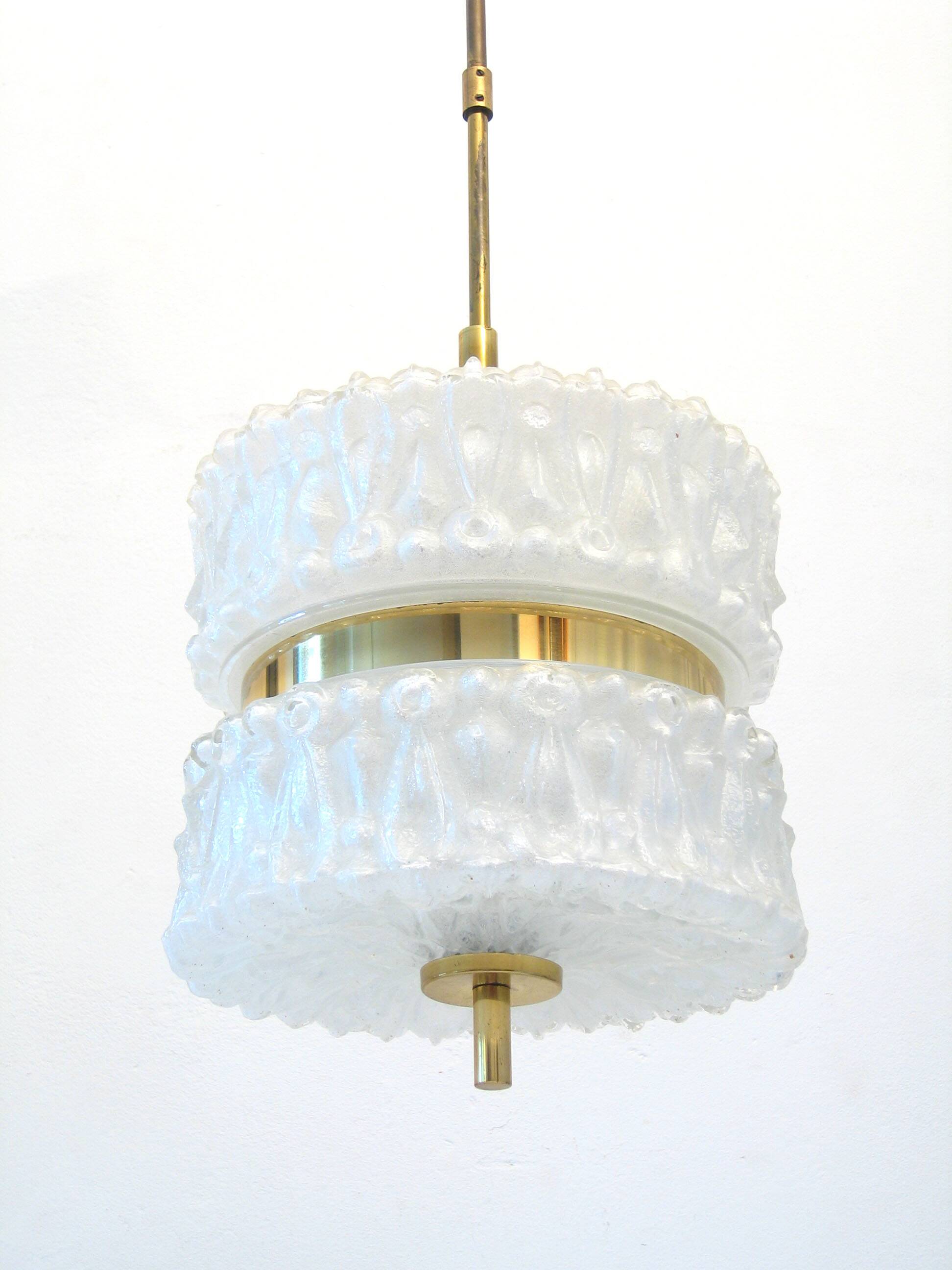 Amazing glass vintage lamp with gold chrome