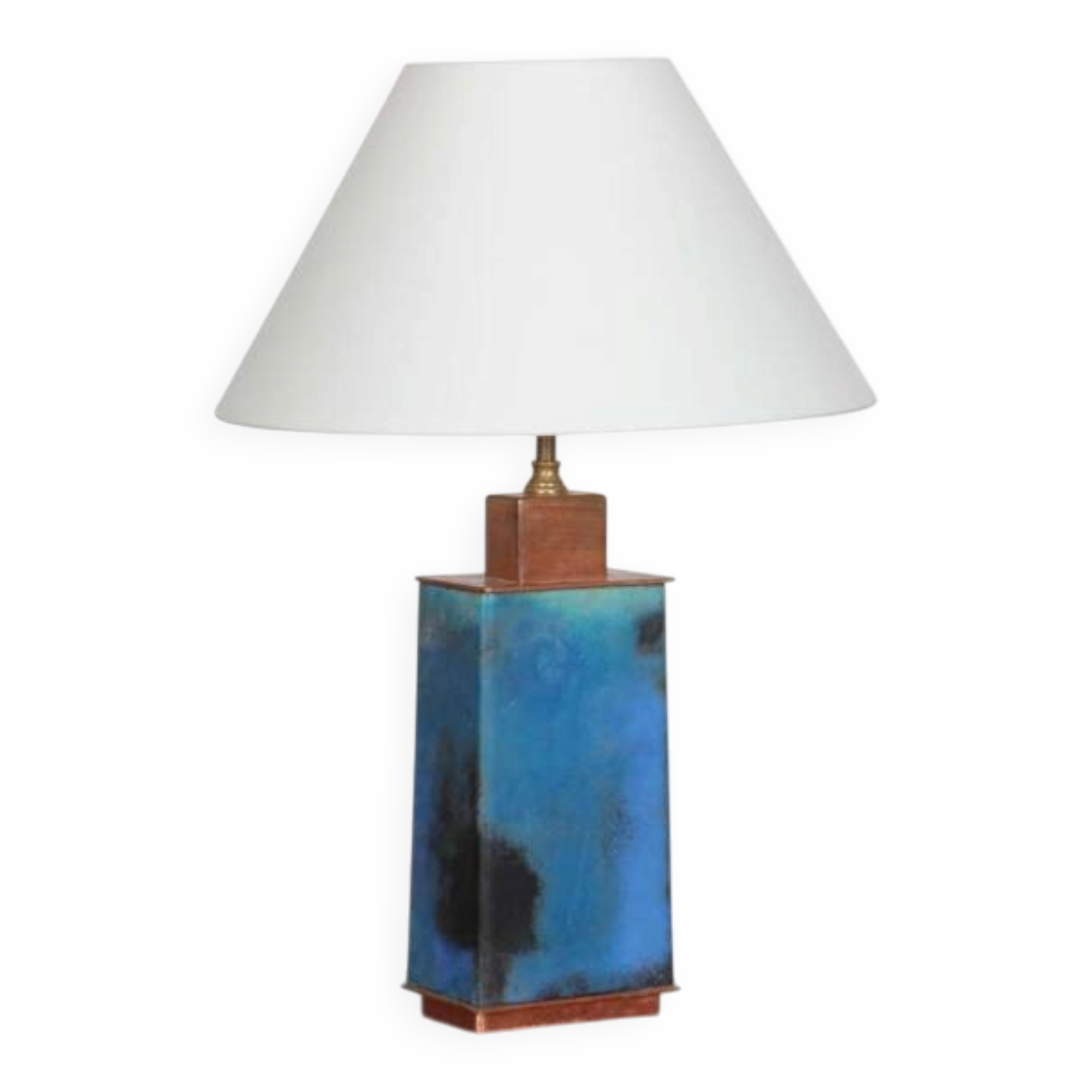 Lampe à poser en métal émaillé des années 1950